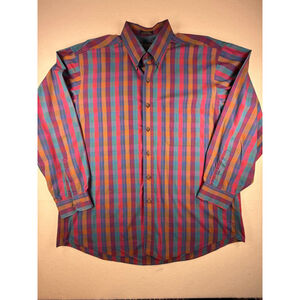 Vintage Burberrys of London Men's Multicolor Plaid Button-Down Shirt Size XL USA